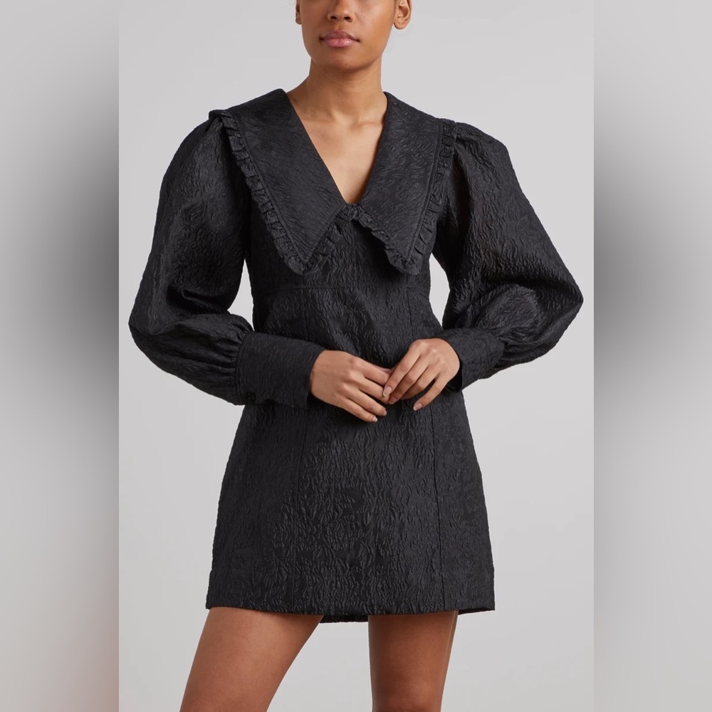 Ganni Jacquard Organza Dress in Black